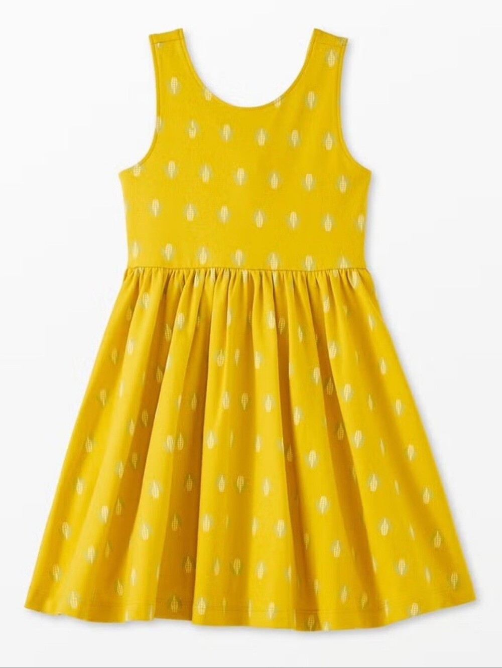 HANNA ANDERSSON SUMMER YELLOW CORN PRINT BOW BACK SKATER DRESS Size EU 140 US 10